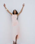 HELA MIDI DRESS IN BABY PINK SPANDEX JERSEY - De La Vali