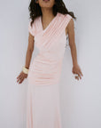 HELA MIDI DRESS IN BABY PINK SPANDEX JERSEY - De La Vali