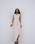 HELA MIDI DRESS IN BABY PINK SPANDEX JERSEY - De La Vali