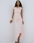 HELA MIDI DRESS IN BABY PINK SPANDEX JERSEY - De La Vali