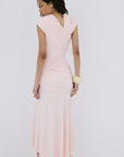 HELA MIDI DRESS IN BABY PINK SPANDEX JERSEY - De La Vali