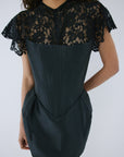 CATALINA MINI DRESS IN BLACK TWILL - De La Vali