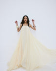 CARMELA MAXI DRESS IN CREAM VISCOSE GEORGETTE - De La Vali