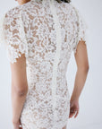 LAIA MINI DRESS IN IVORY NYLON LACE - De La Vali