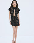 LAIA MINI DRESS IN BLACK NYLON LACE - De La Vali