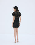 LAIA MINI DRESS IN BLACK NYLON LACE - De La Vali