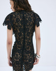 LAIA MINI DRESS IN BLACK NYLON LACE - De La Vali