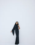 MIREYA MAXI DRESS IN BLACK SPANDEX JERSEY - De La Vali
