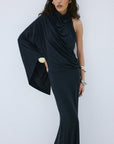 MIREYA MAXI DRESS IN BLACK SPANDEX JERSEY - De La Vali