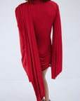 PERISA MINI DRESS IN RUBY RED SPANDEX JERSEY - De La Vali