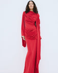 PERISA MAXI DRESS IN RUBY RED SPANDEX JERSEY - De La Vali