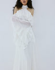 ETEREO MAXI DRESS IN IVORY VISCOSE GEORGETTE AND LACE - De La Vali
