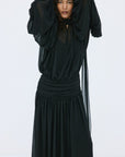 SOLANA MAXI DRESS IN BLACK POLY CHIFFON - De La Vali