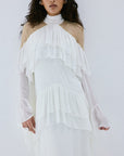 ETEREO MAXI DRESS IN IVORY VISCOSE GEORGETTE AND LACE - De La Vali