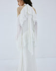 ETEREO MAXI DRESS IN IVORY VISCOSE GEORGETTE AND LACE - De La Vali