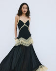 ESTELA MAXI DRESS IN BLACK VISCOSE GEORGETTE - De La Vali