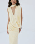 ALMA MIDI DRESS IN CREAM SPANDEX JERSEY - De La Vali
