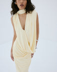 ALMA MIDI DRESS IN CREAM SPANDEX JERSEY - De La Vali