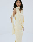 ALMA MIDI DRESS IN CREAM SPANDEX JERSEY - De La Vali