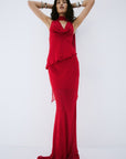 DIOSA SKIRT IN RUBY RED VISCOSE GEORGETTE - De La Vali