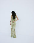 DIOSA SKIRT IN ROSA PALO GREEN VISCOSE GEORGETTE - De La Vali