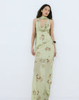 DIOSA SKIRT IN ROSA PALO GREEN VISCOSE GEORGETTE - De La Vali