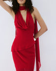 DIOSA TOP IN RUBY RED VISCOSE GEORGETTE - De La Vali
