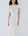 LAIA MAXI DRESS IN IVORY NYLON LACE - De La Vali