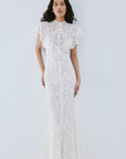 LAIA MAXI DRESS IN IVORY NYLON LACE - De La Vali