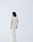LAIA MAXI DRESS IN IVORY NYLON LACE - De La Vali