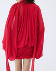 MAITE MINI DRESS IN RUBY RED CHIFFON - De La Vali