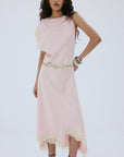 ADRIANA MIDI DRESS IN PINK DOUBLE SATIN - De La Vali