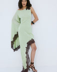 VETA MINI DRESS IN MINT GREEN CREPE DE CHINE - De La Vali