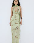 DIOSA SKIRT IN ROSA PALO GREEN VISCOSE GEORGETTE - De La Vali