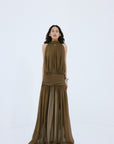 CRUZ MAXI DRESS IN TAUPE POLY CHIFFON - De La Vali