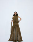 CRUZ MAXI DRESS IN TAUPE POLY CHIFFON - De La Vali