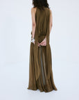 CRUZ MAXI DRESS IN TAUPE POLY CHIFFON - De La Vali