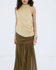 AGAPITO SKIRT IN TAUPE POLY CHIFFON - De La Vali
