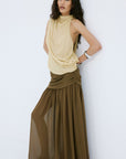 AGAPITO SKIRT IN TAUPE POLY CHIFFON - De La Vali
