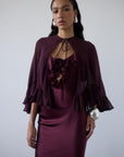 PRECIOSO CAPE IN EARTH SILK CHIFFON