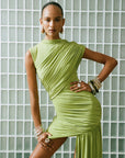 RAVENNA MINI DRESS IN GREEN SPANDEX JERSEY - De La Vali