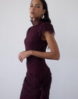 SILENTIUM MAXI DRESS IN MAROON LACE - De La Vali