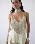 SIROCCO TOP IN SAND SILK SATIN