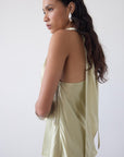 SIROCCO TOP IN SAND SILK SATIN - De La Vali