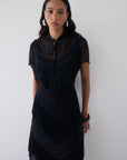 TELLUS MIDI DRESS IN BLACK CHIFFON