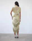 TELLUS MIDI DRESS IN SAND CHIFFON