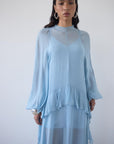 TERRAN MAXI DRESS IN SKY GEORGETTE CHIFFON - De La Vali