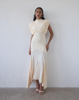 VASUDHA MIDI DRESS IN CREAM JERSEY - De La Vali