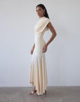 VASUDHA MIDI DRESS IN CREAM JERSEY - De La Vali