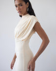 VASUDHA MIDI DRESS IN CREAM JERSEY